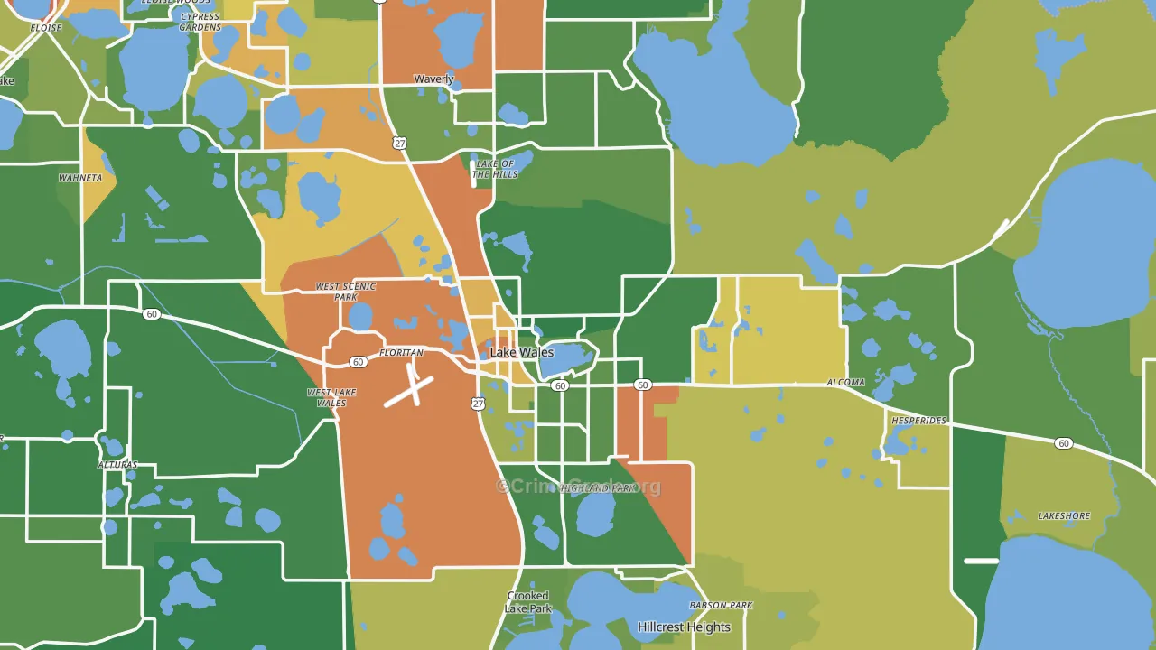 Lake Wales, FL Map of Drug-Related Crime Rates
