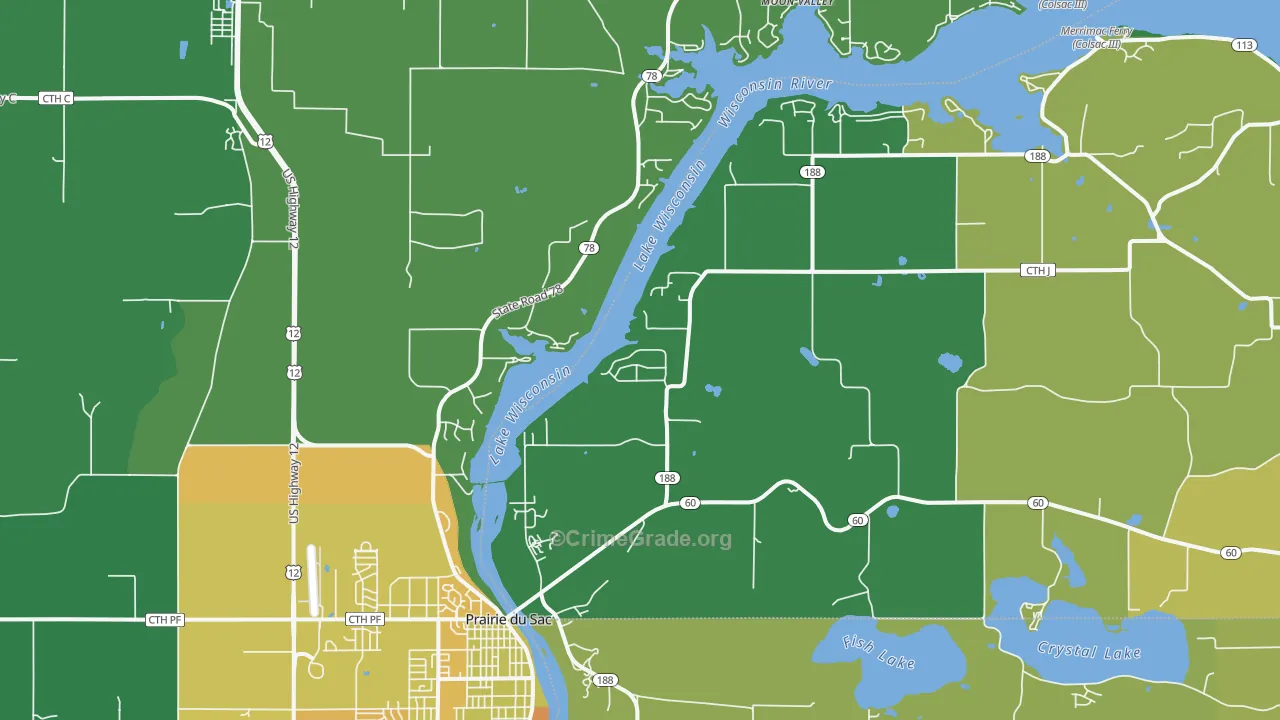 Lake Wisconsin, WI Map of Drug-Related Crime Rates