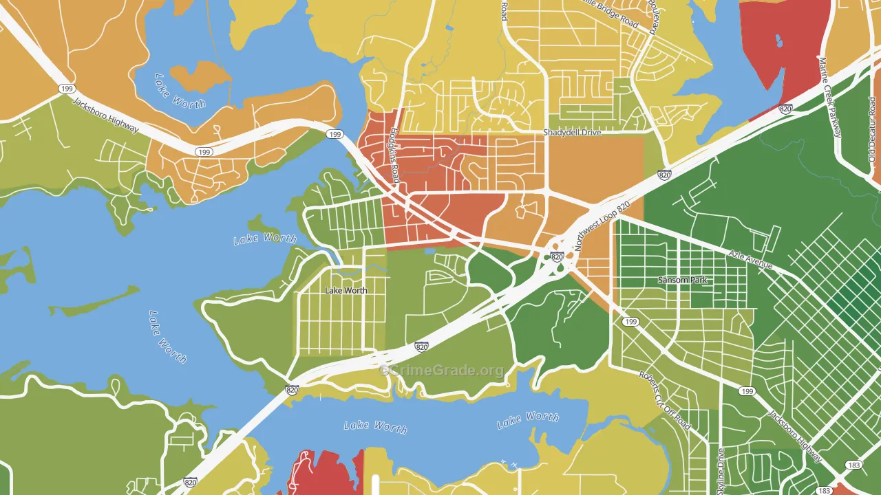 Lake Worth, TX Map of Drug-Related Crime Rates