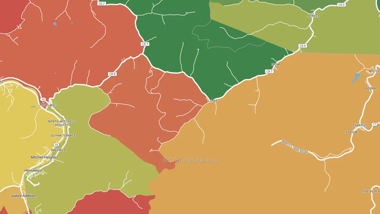 Lake, WV Map of Drug-Related Crime Rates