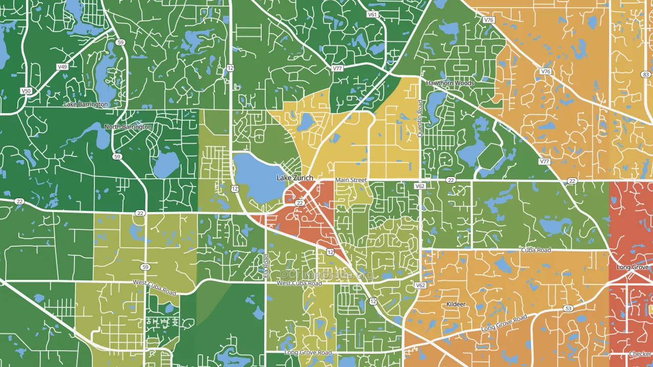 Lake Zurich, IL Map of Drug-Related Crime Rates