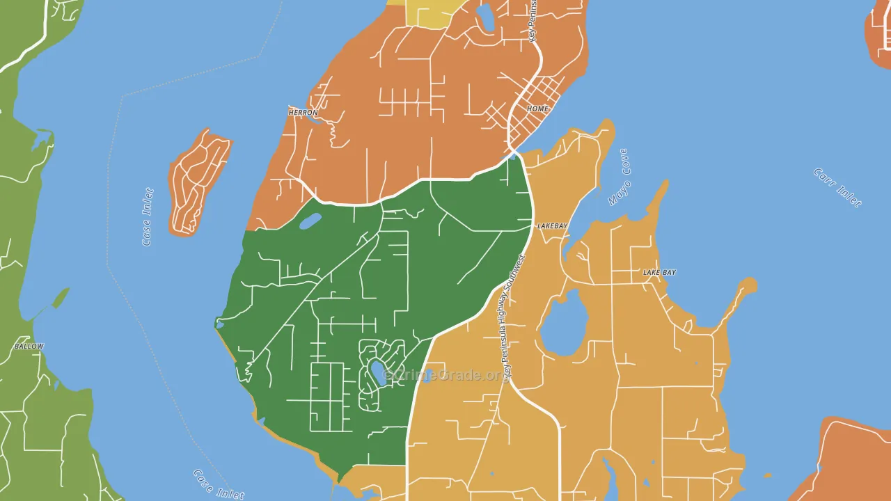 Lakebay, WA Map of Drug-Related Crime Rates