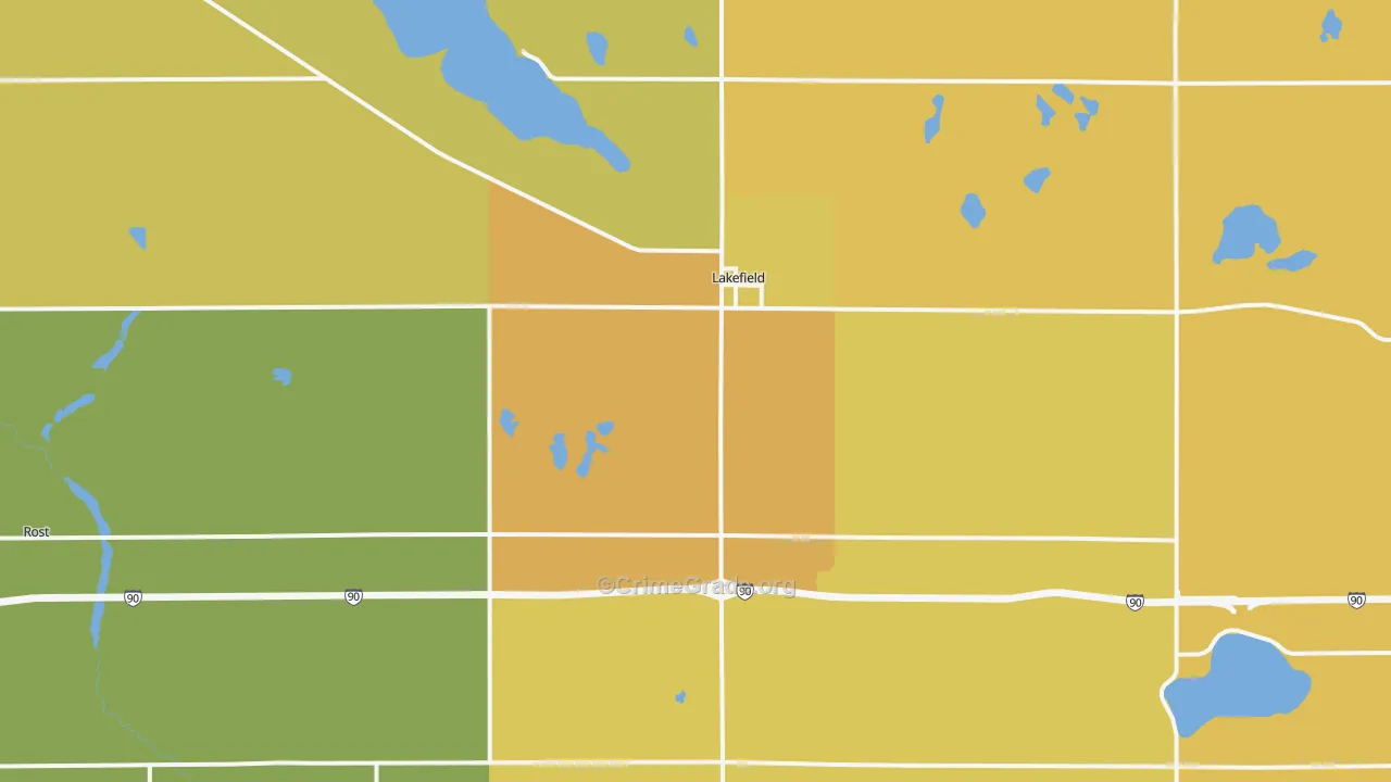 Lakefield, MN Map of Drug-Related Crime Rates