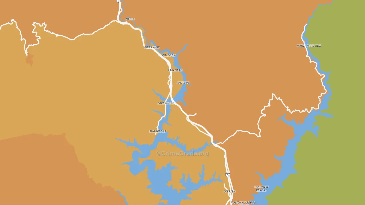 Lakehead, CA Map of Drug-Related Crime Rates