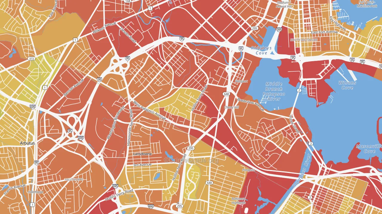 Lakeland, Baltimore, MD Map of Drug-Related Crime Rates
