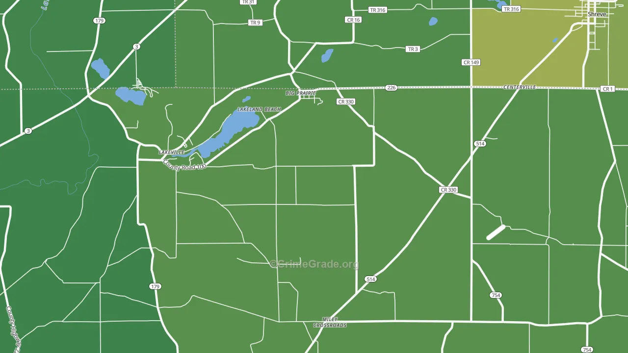 Lakeland Beach, OH Map of Drug-Related Crime Rates