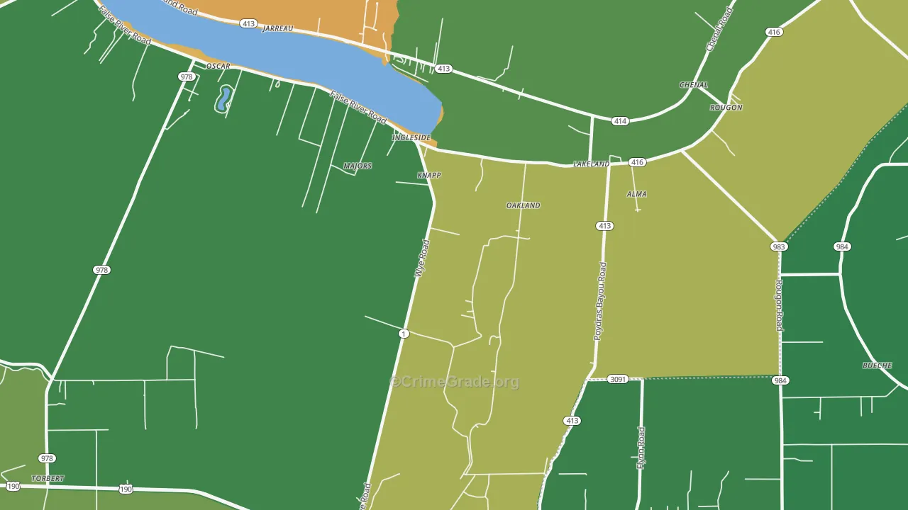 Lakeland, LA Map of Drug-Related Crime Rates