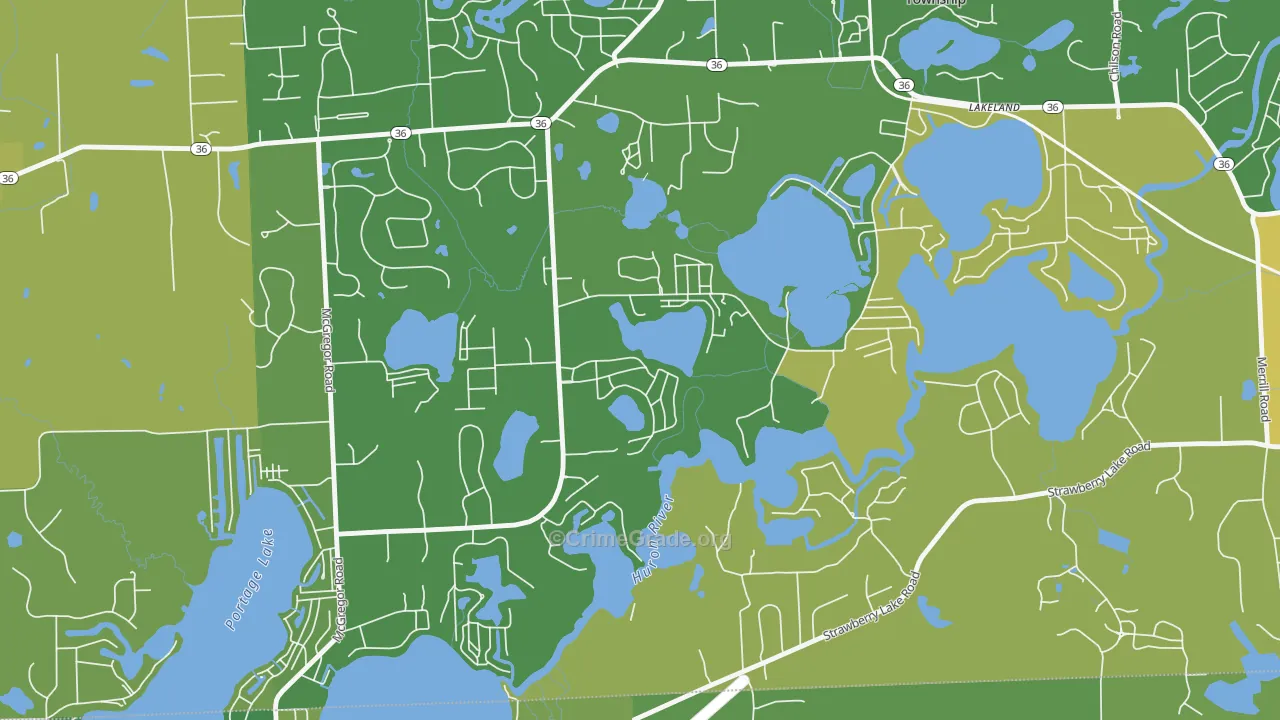 Lakeland, MI Map of Drug-Related Crime Rates