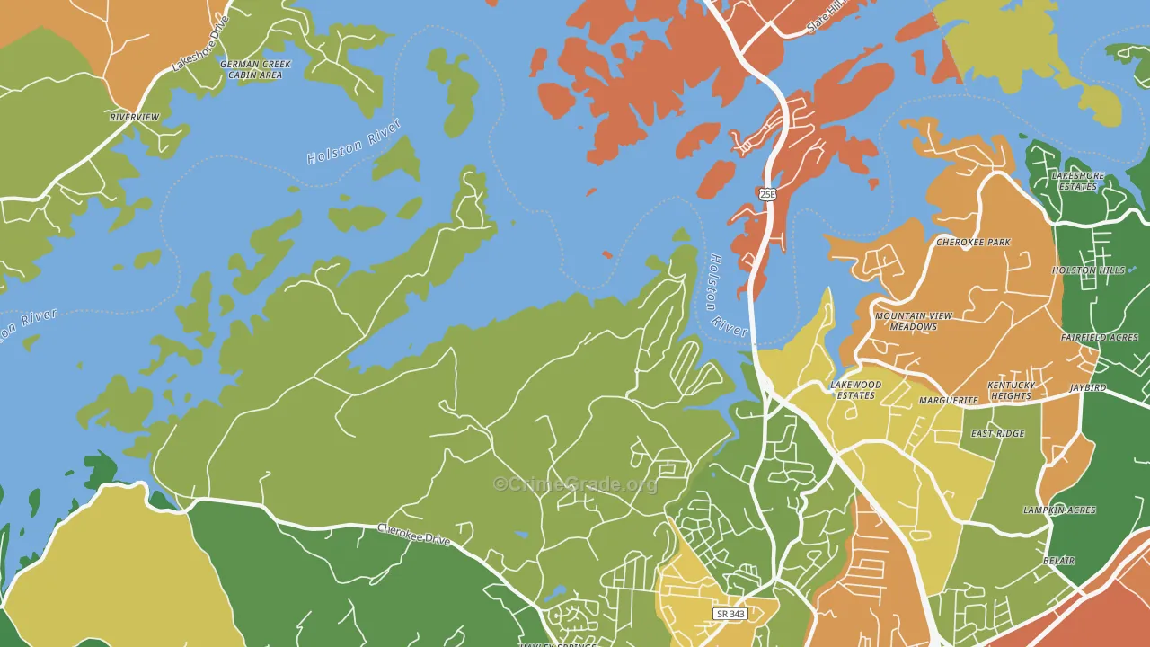 Lakemoore, TN Map of Drug-Related Crime Rates