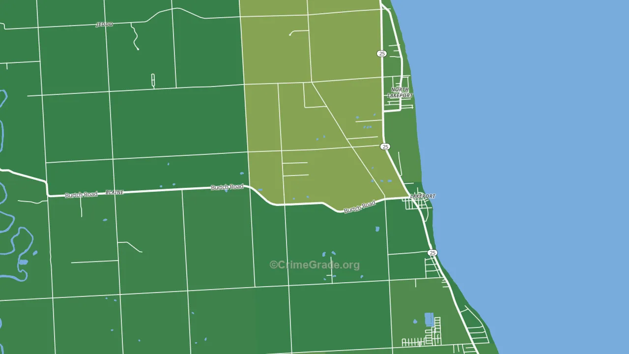 Lakeport, MI Map of Drug-Related Crime Rates