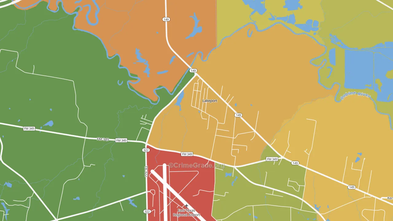 Lakeport, TX Map of Drug-Related Crime Rates