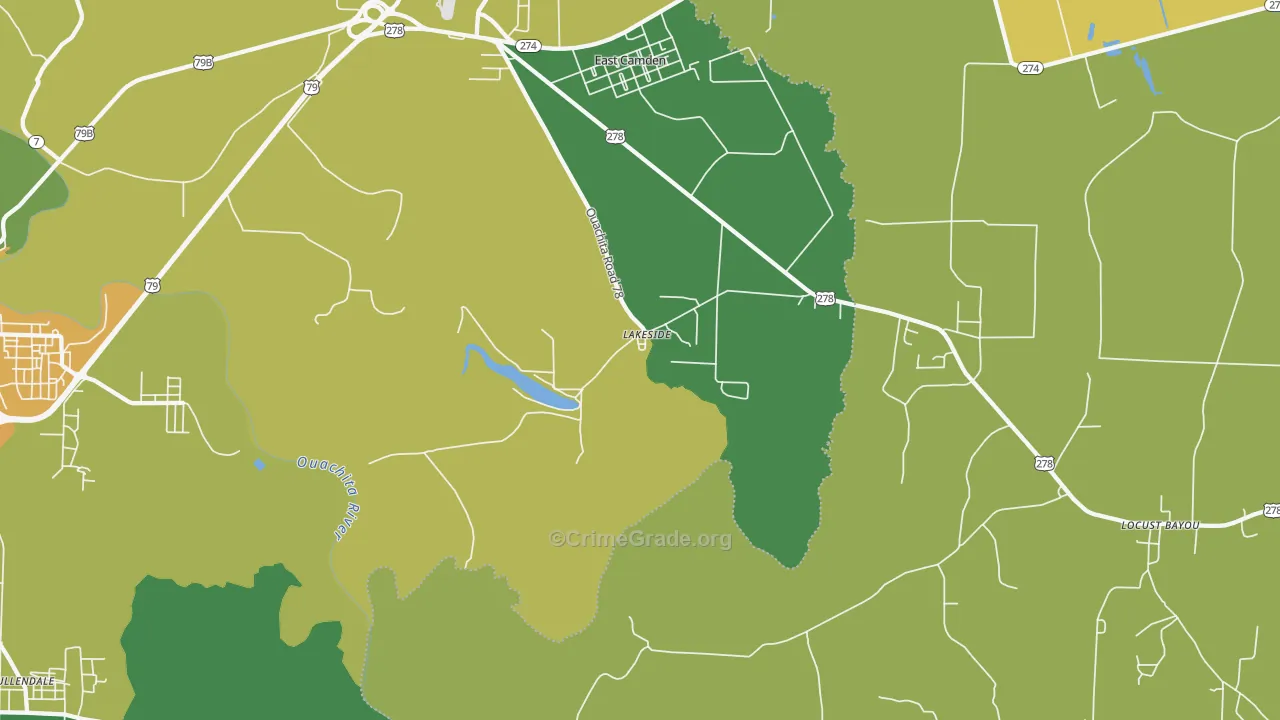 Lakeside, AR Map of Drug-Related Crime Rates