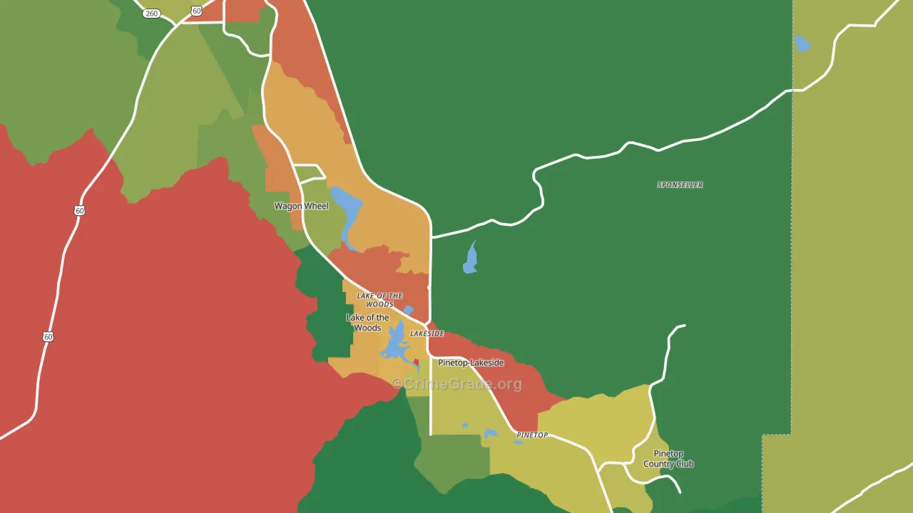 Lakeside, AZ Map of Drug-Related Crime Rates