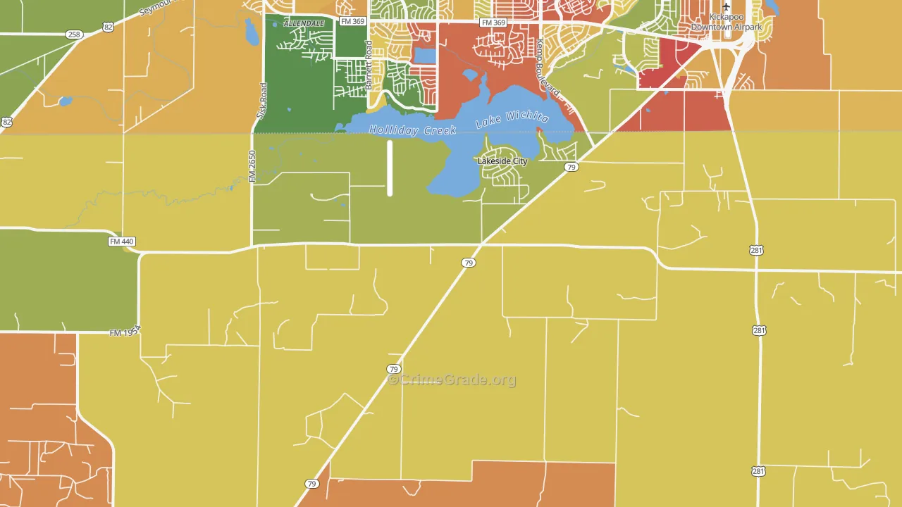Lakeside City, TX Map of Drug-Related Crime Rates