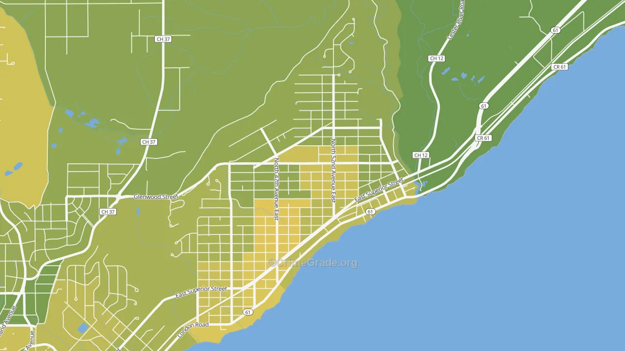 Lakeside-Lester Park, Duluth, MN Map of Drug-Related Crime Rates