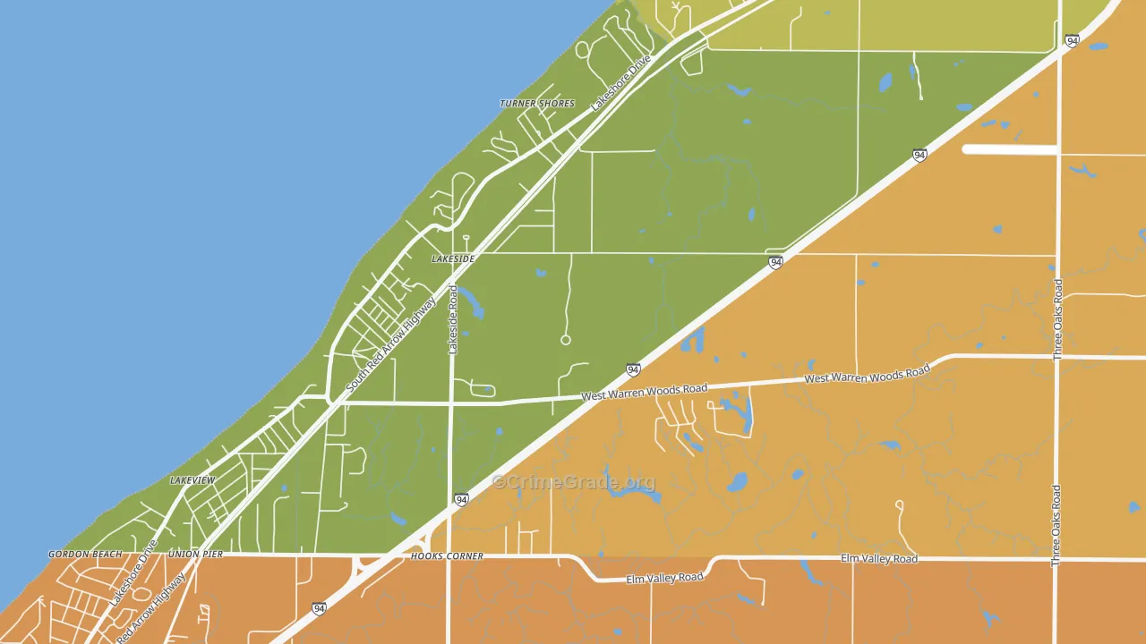 Lakeside, MI Map of Drug-Related Crime Rates
