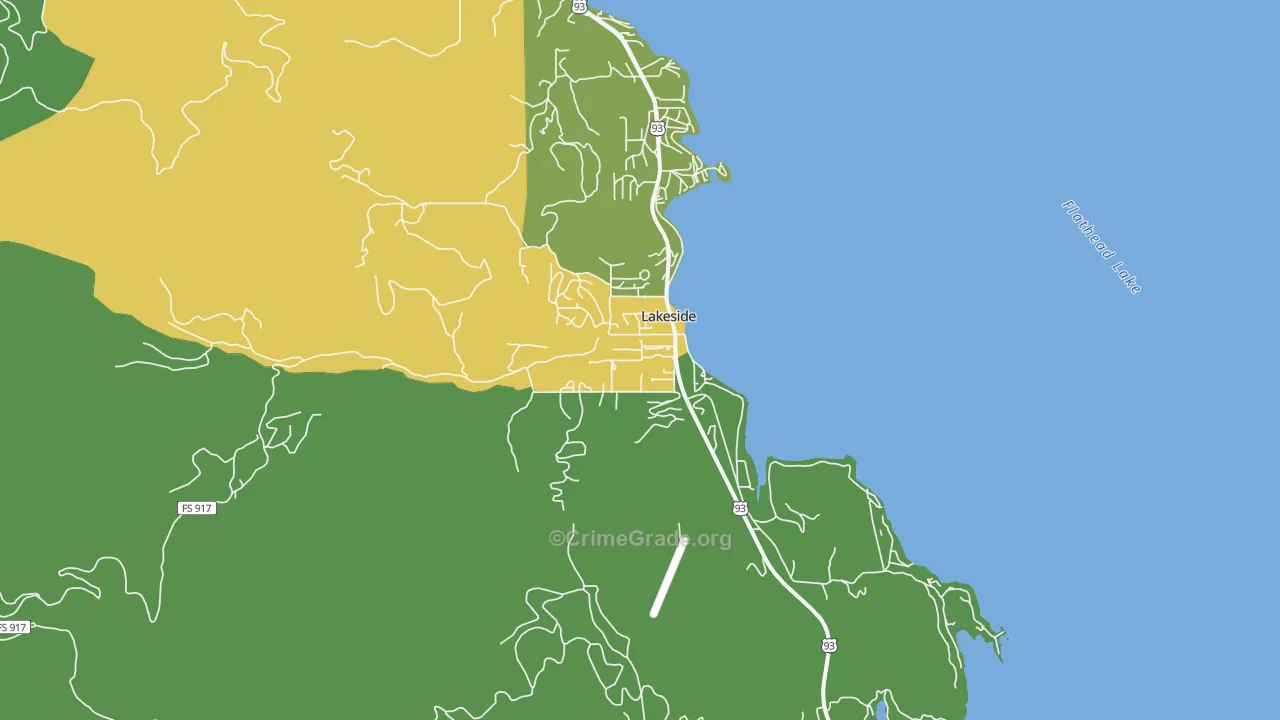 Lakeside, MT Map of Drug-Related Crime Rates