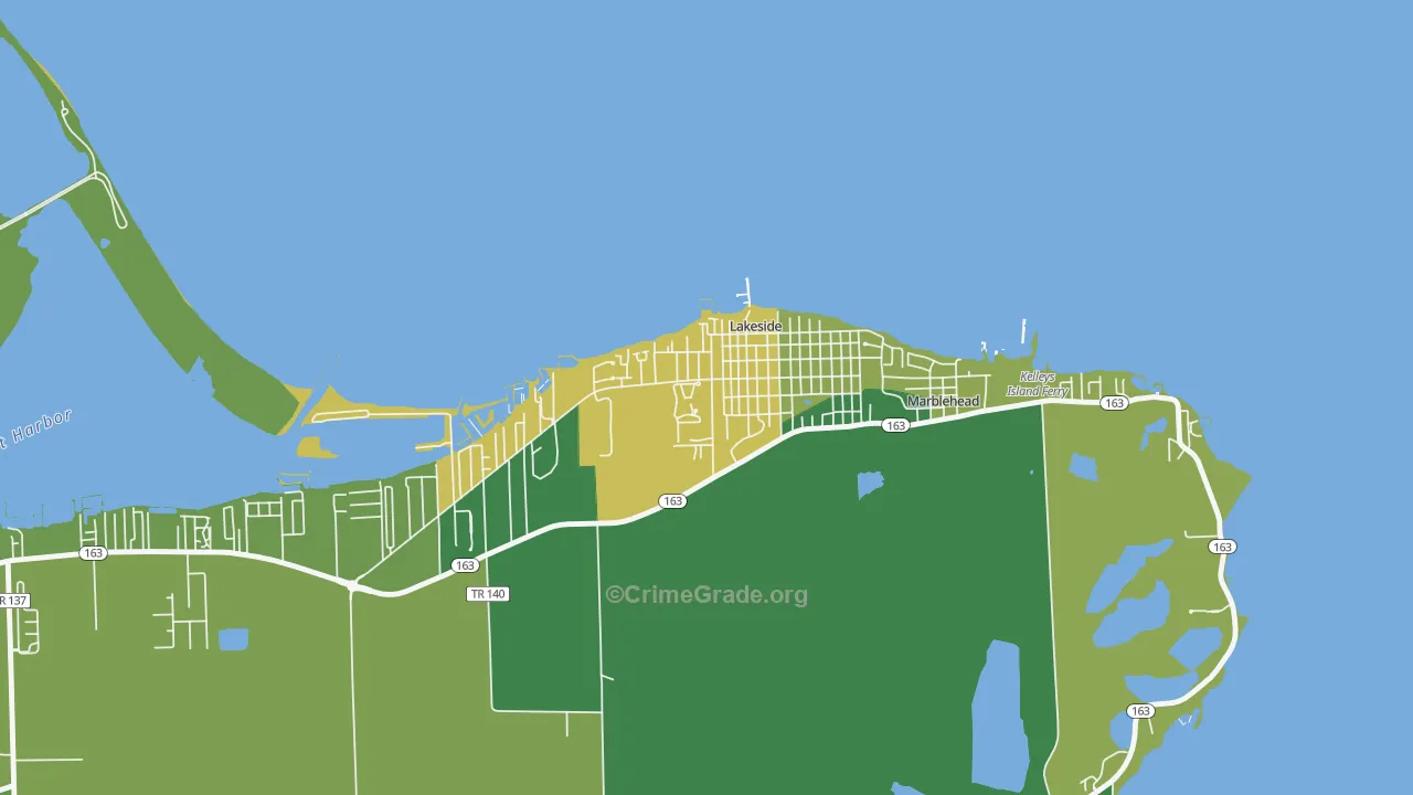 Lakeside, OH Map of Drug-Related Crime Rates