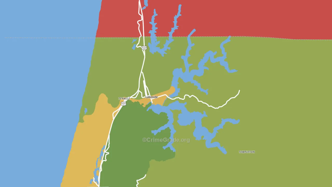 Lakeside, OR Map of Drug-Related Crime Rates