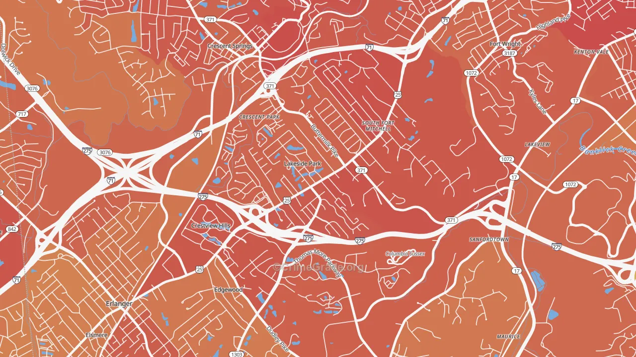 Lakeside Park, KY Map of Drug-Related Crime Rates