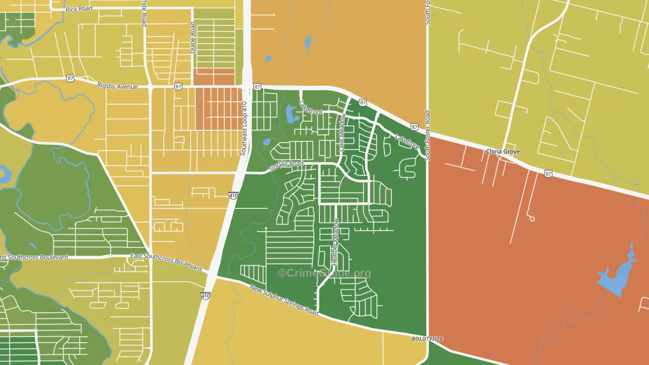 Lakeside, San Antonio, TX Map of Drug-Related Crime Rates