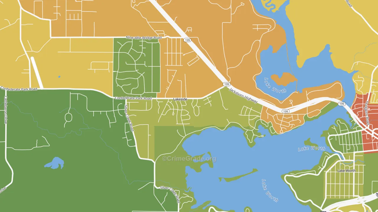 Lakeside, TX Map of Drug-Related Crime Rates