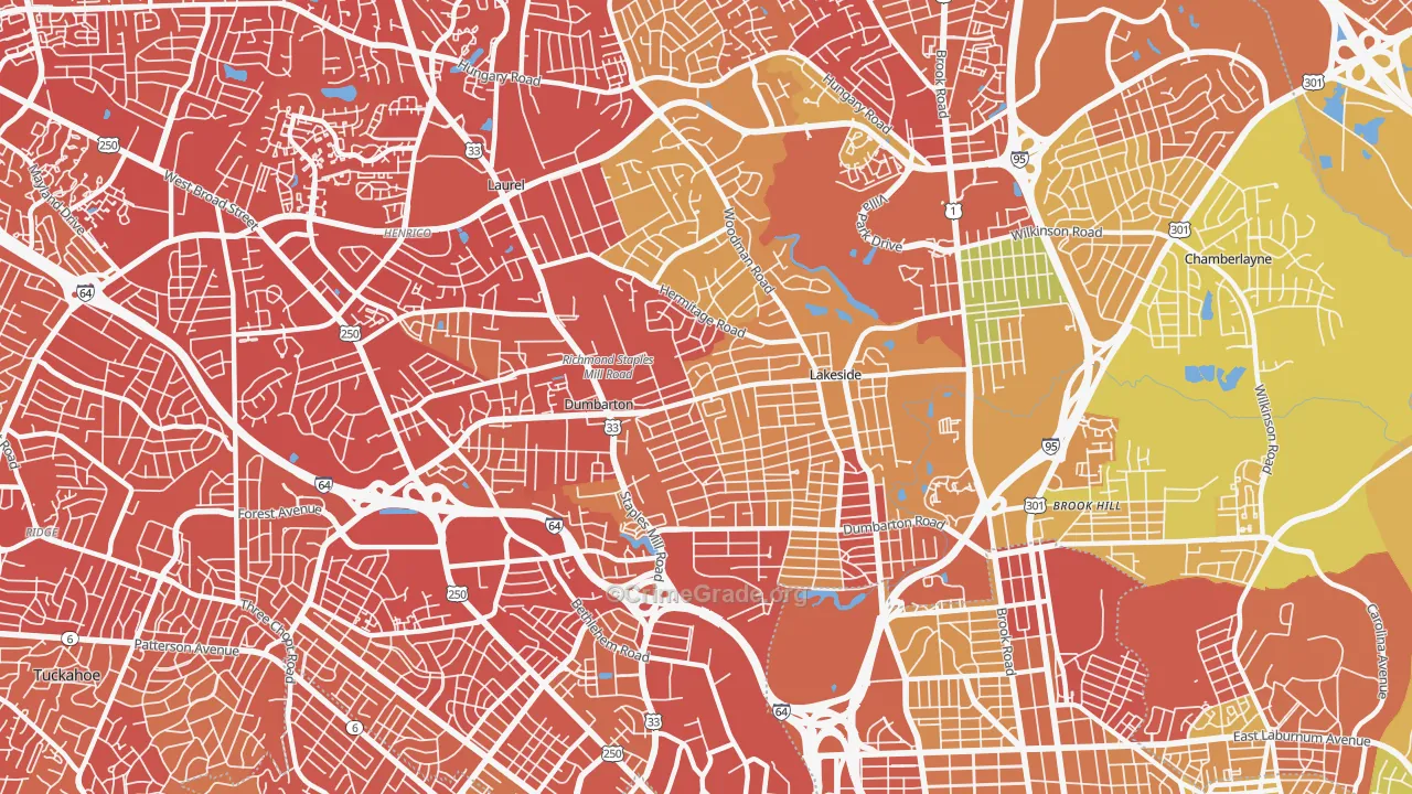 Lakeside, VA Map of Drug-Related Crime Rates