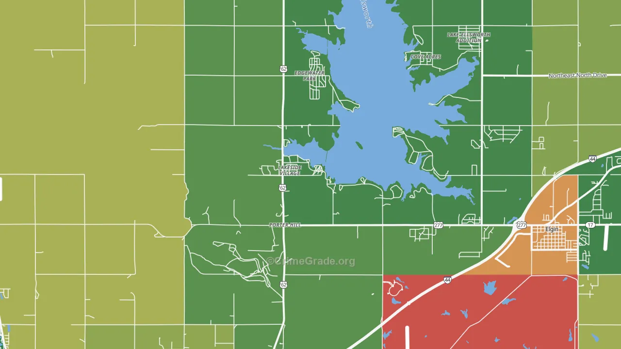 Lakeside Village, OK Map of Drug-Related Crime Rates