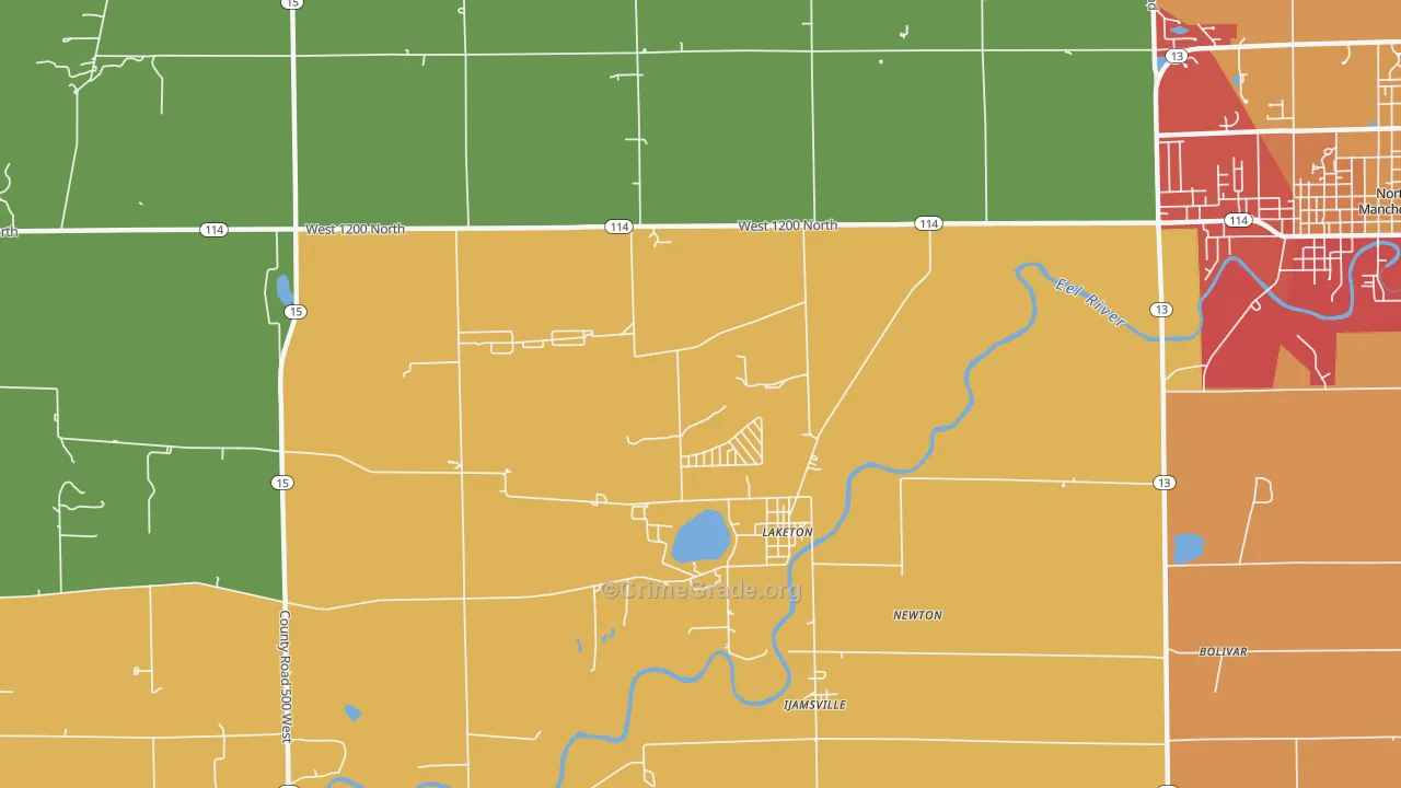 Laketon, IN Map of Drug-Related Crime Rates