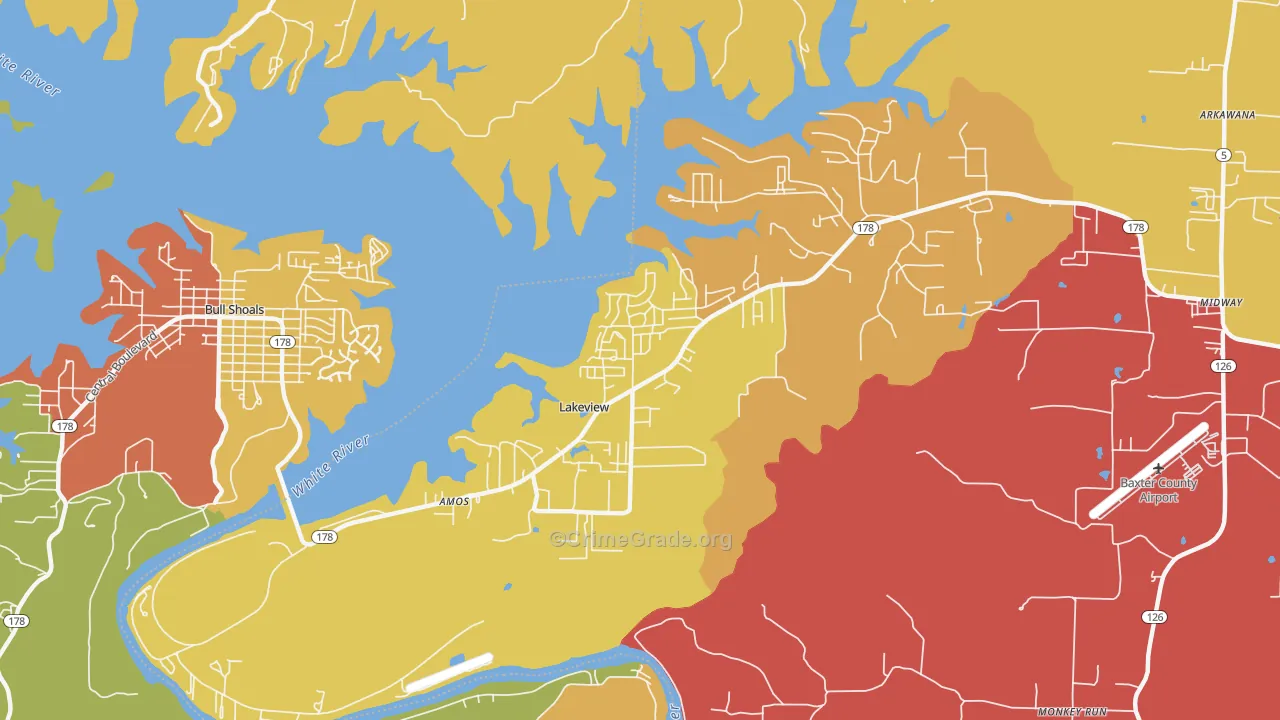 Lakeview, AR Map of Drug-Related Crime Rates