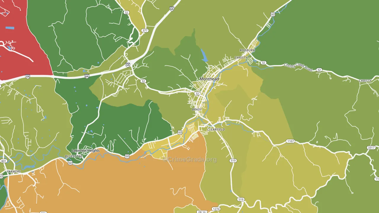 Lakeview Heights, KY Map of Drug-Related Crime Rates