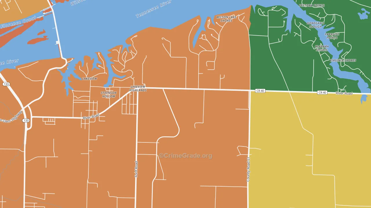 Lakeview Highlands, AL Map of Drug-Related Crime Rates