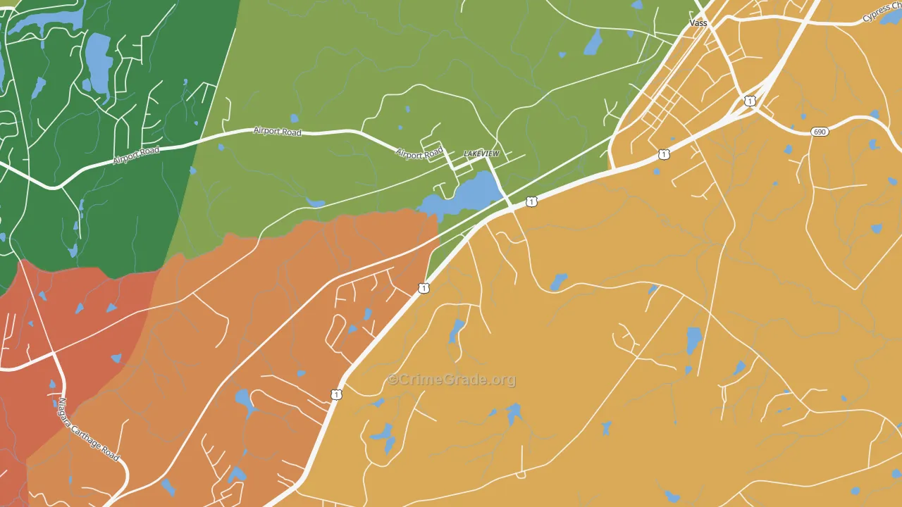 Lakeview, NC Map of Drug-Related Crime Rates