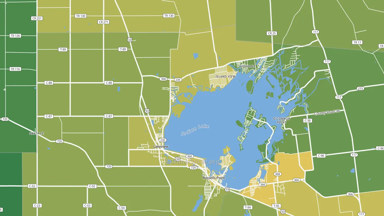 Lakeview, OH Map of Drug-Related Crime Rates