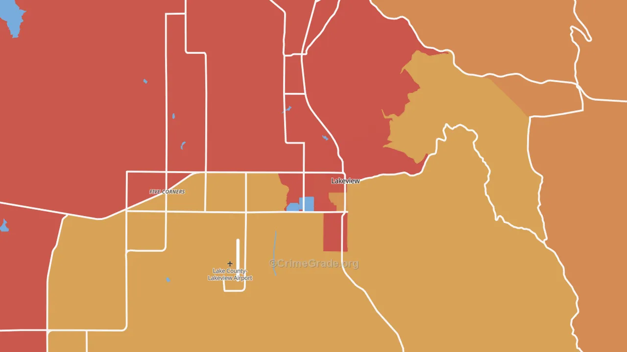 Lakeview, OR Map of Drug-Related Crime Rates