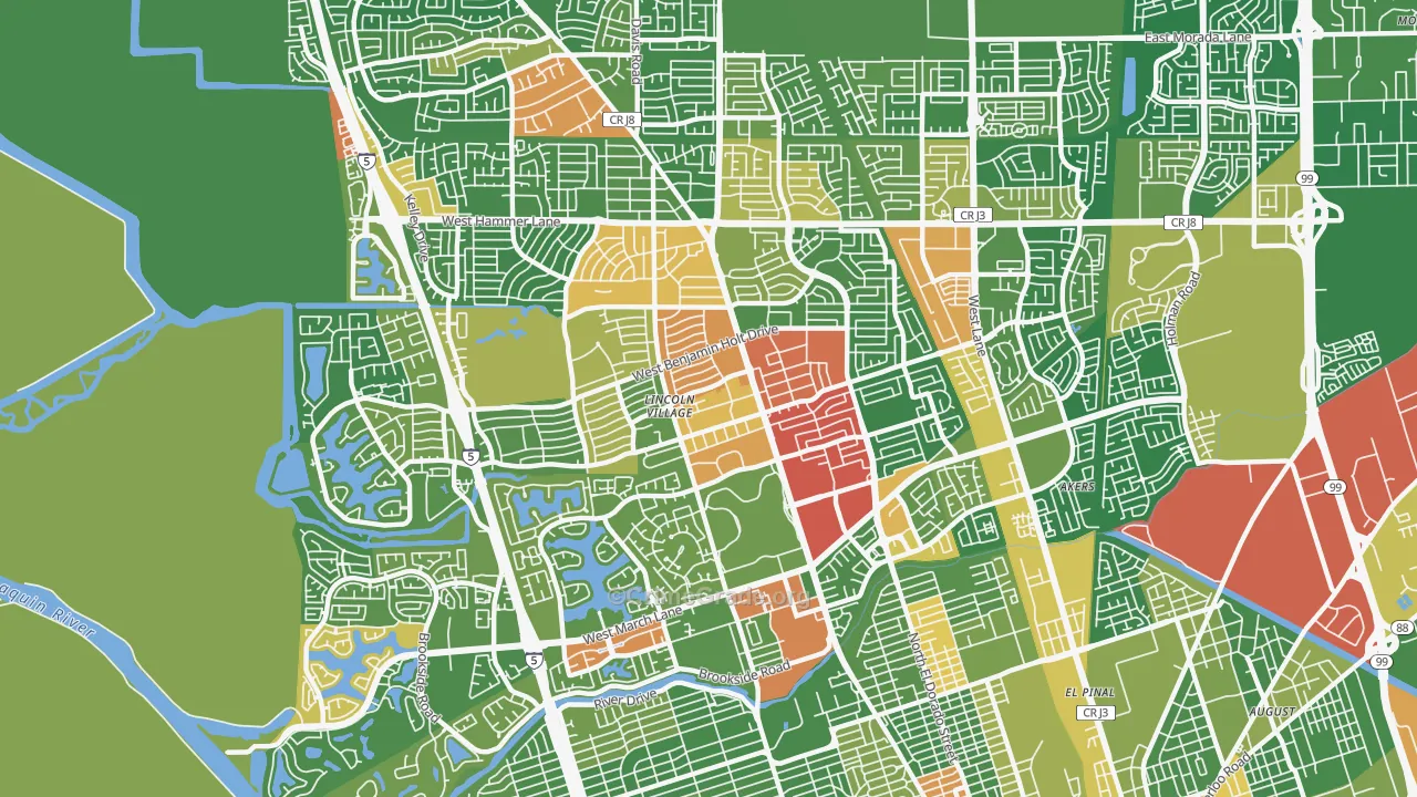 Lakeview, Stockton, CA Map of Drug-Related Crime Rates