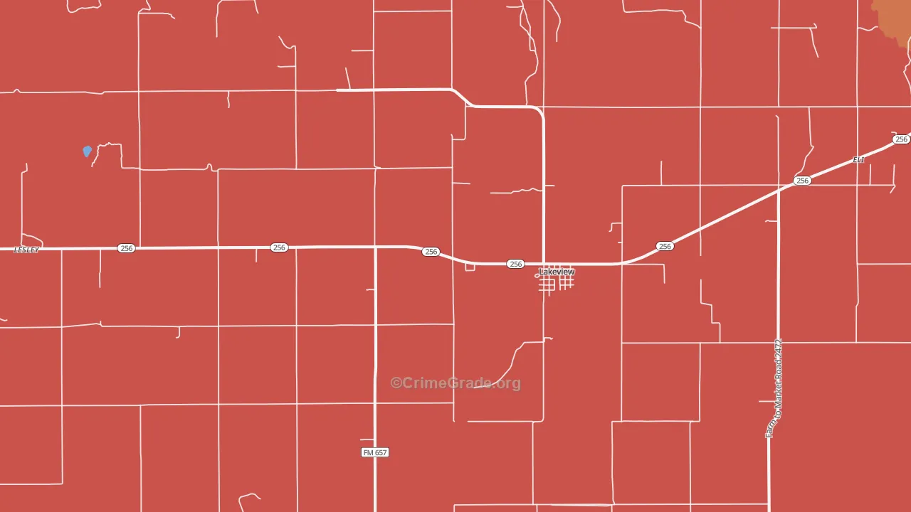 Lakeview, TX Map of Drug-Related Crime Rates
