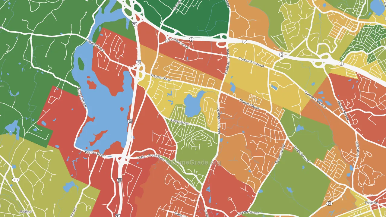 Lakeview, Waltham, MA Map of Drug-Related Crime Rates
