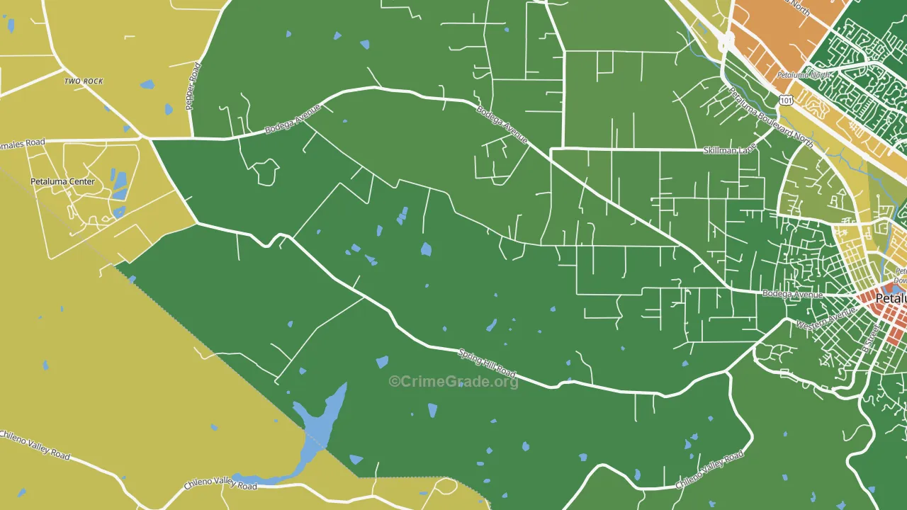 Lakeville, CA Map of Drug-Related Crime Rates