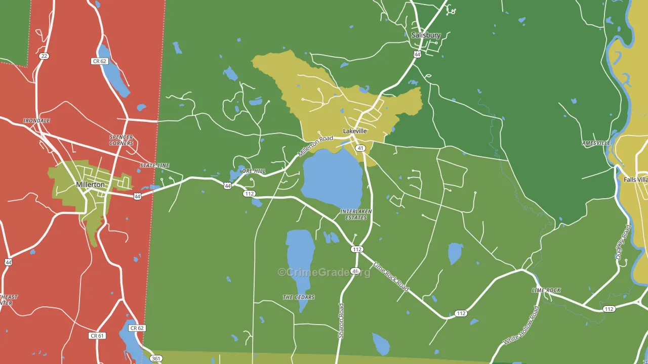 Lakeville, CT Map of Drug-Related Crime Rates