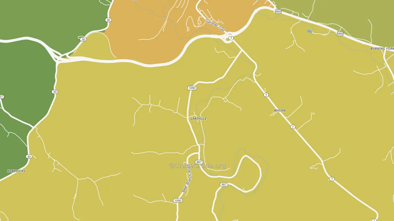 Lakeville, KY Map of Drug-Related Crime Rates