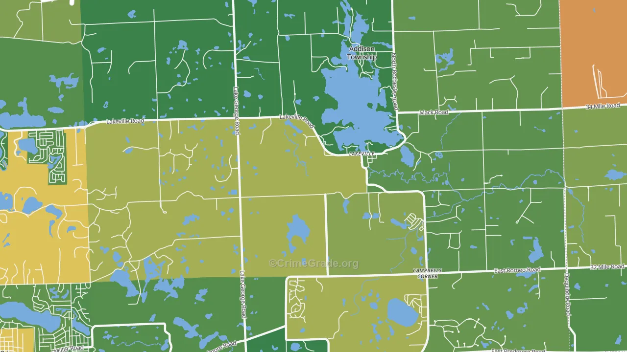Lakeville, MI Map of Drug-Related Crime Rates