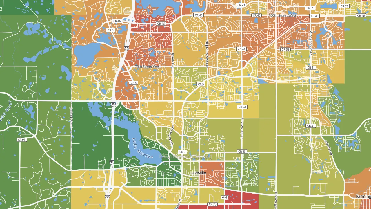 Lakeville, MN Map of Drug-Related Crime Rates