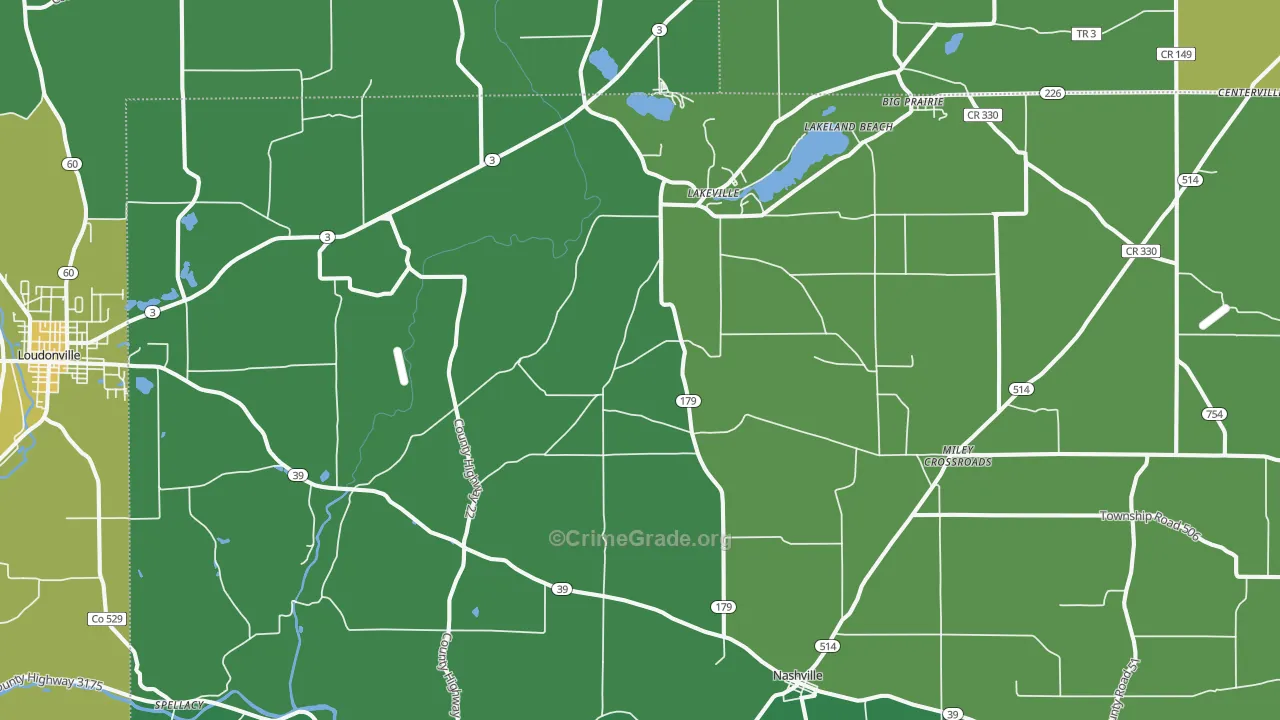 Lakeville, OH Map of Drug-Related Crime Rates
