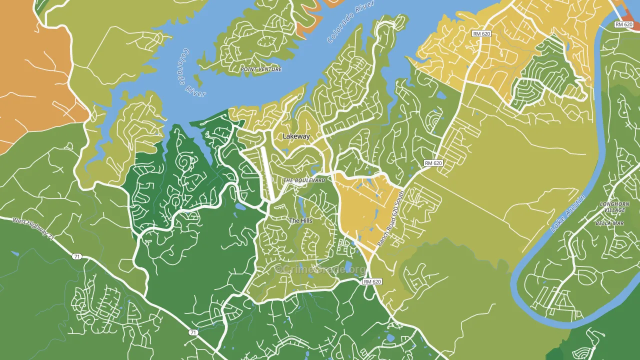 Lakeway, TX Map of Drug-Related Crime Rates