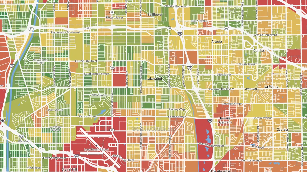 Lakewood, CA Map of Drug-Related Crime Rates