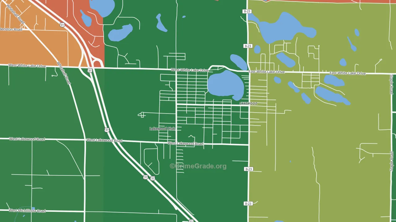 Lakewood Club, MI Map of Drug-Related Crime Rates