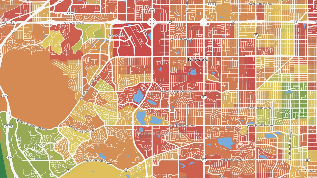 Lakewood, CO Map of Drug-Related Crime Rates