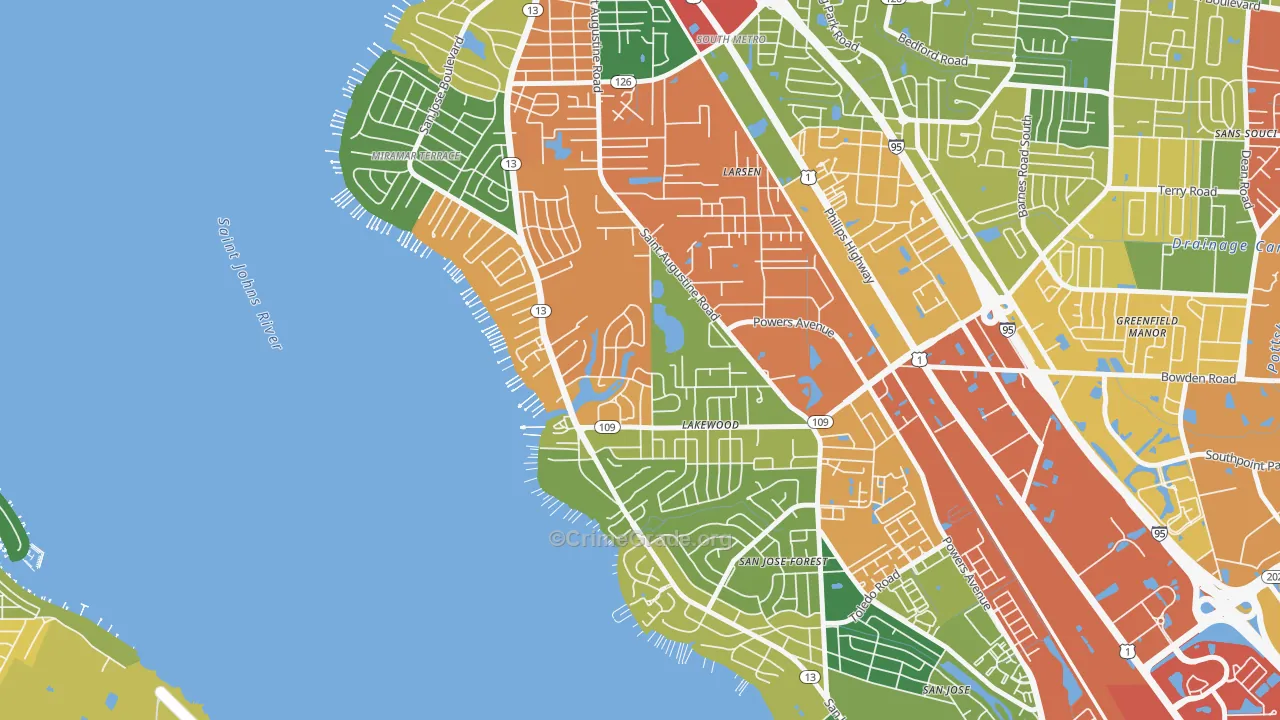 Lakewood, Jacksonville, FL Map of Drug-Related Crime Rates