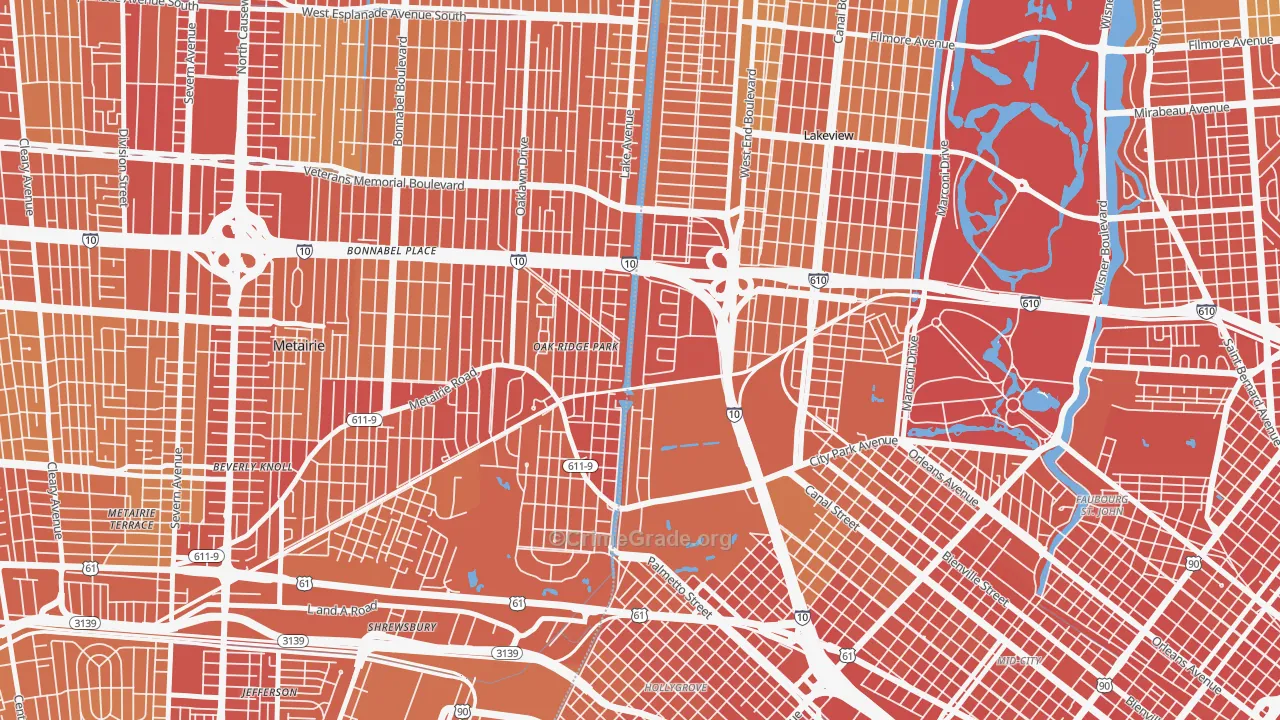 Lakewood, New Orleans, LA Map of Drug-Related Crime Rates
